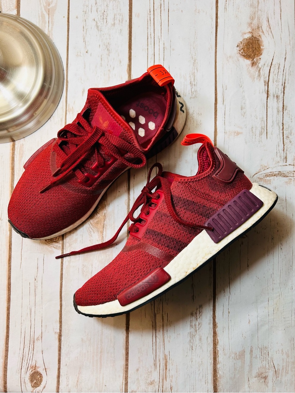 Adidas Original NMD Boost R-1 Running Shoes Stencil Pack Noble Maroon Size 8
